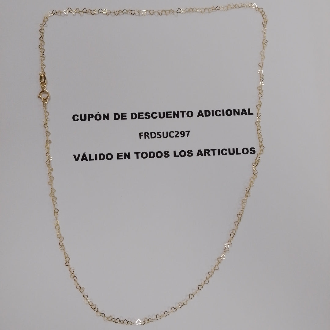 CADENAS TEJIDO CORAZONES ORO 10K 50 CM 1.5 GR (NUEVO)
