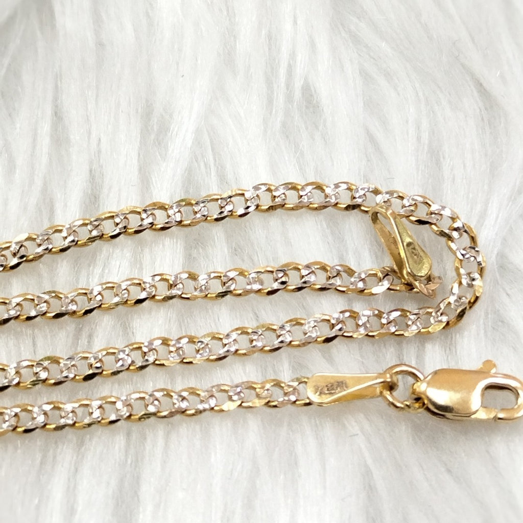 PULSERAS BARBADA DIAMANTADA ORO 14K 18 CM 2.4 GR (NUEVO)