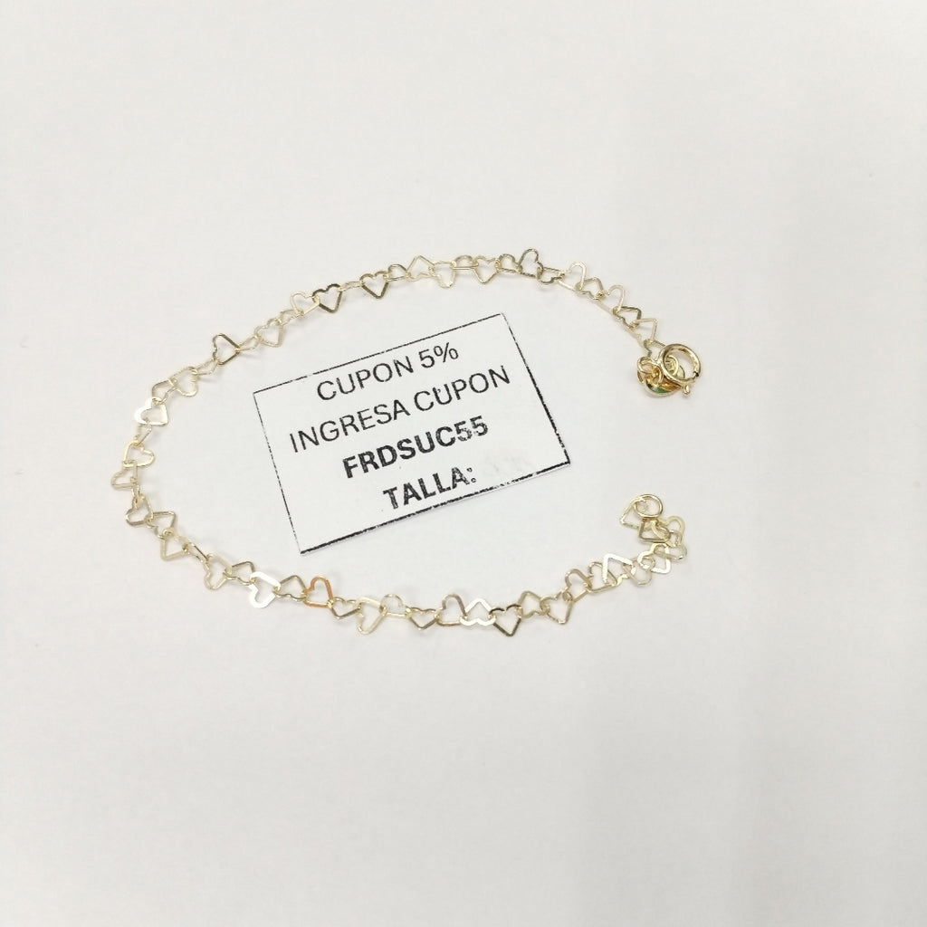 PULSERAS TEJIDO CORAZONES ORO 10K 18 CM 1 GR (NUEVO)