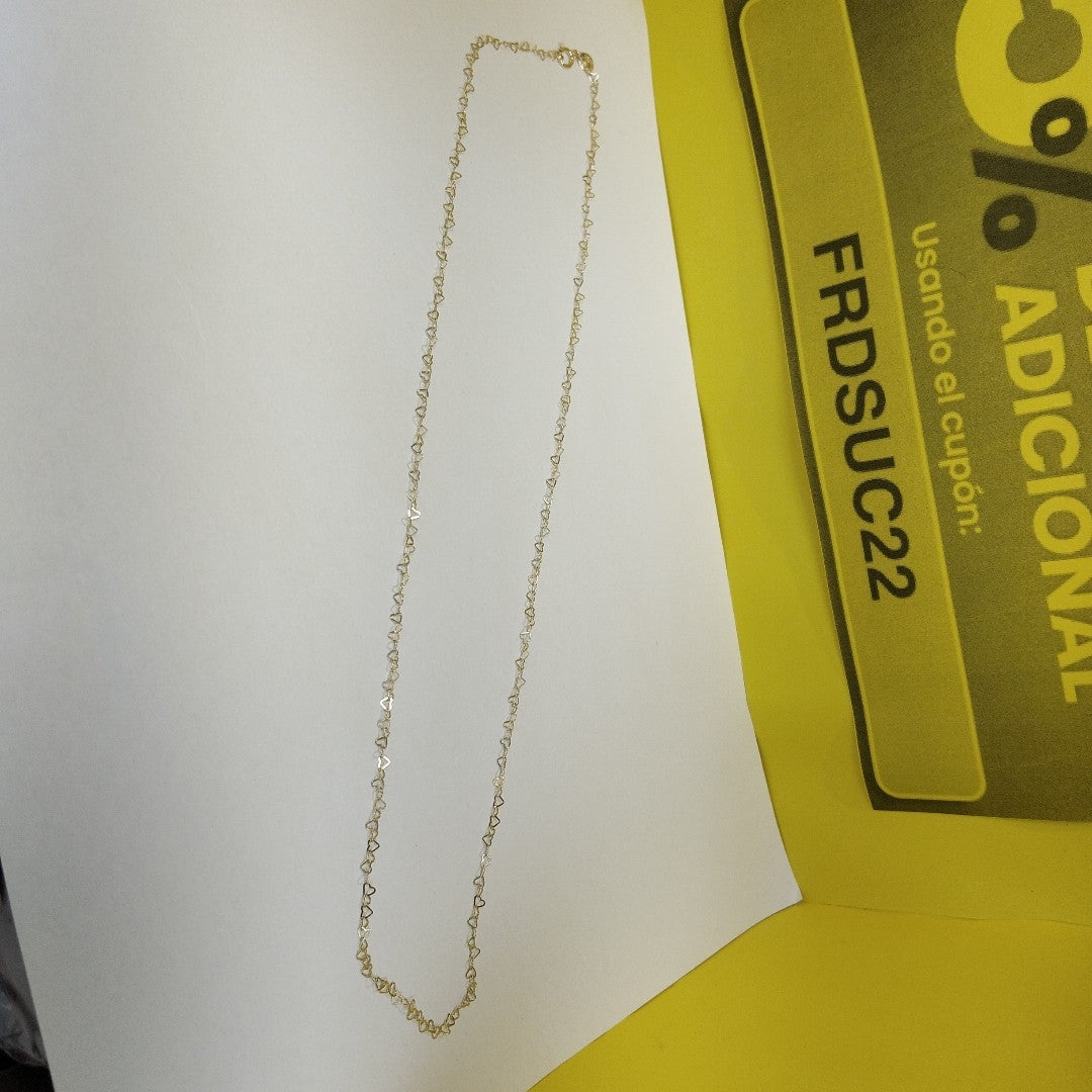 CADENAS TEJIDO CORAZONES ORO 10K 55 CM 1.6 GR (NUEVO)