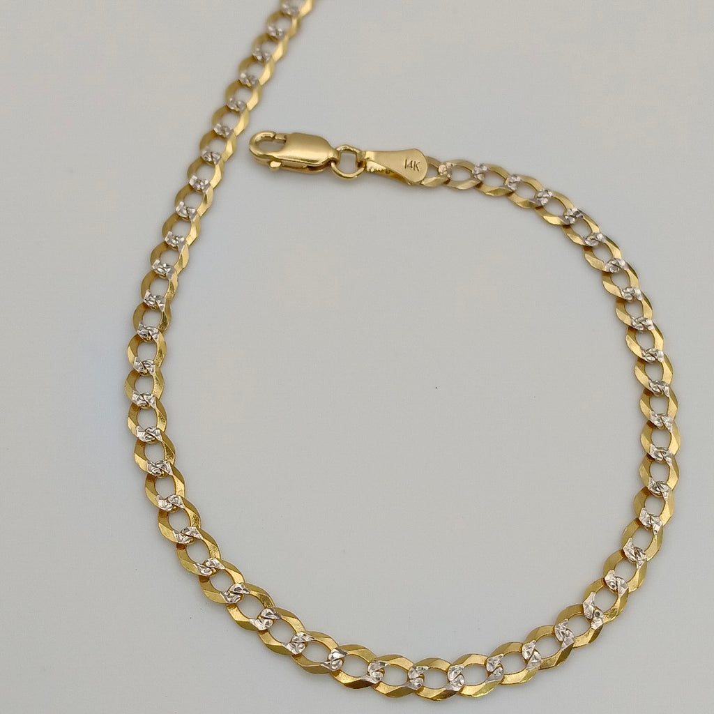 PULSERAS BARBADA DIAMANTADA ORO 14K 21 CM 3.6 GR (NUEVO)