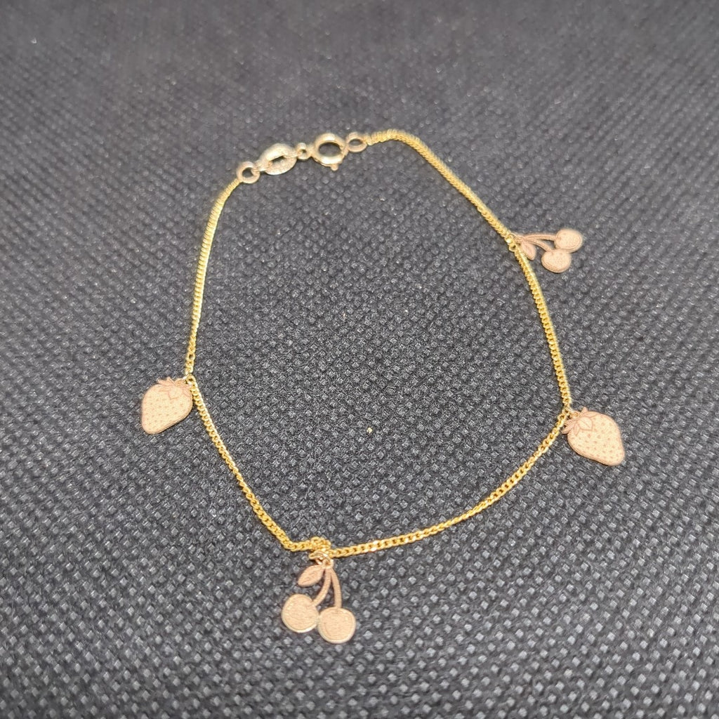 PULSERAS TEJIDO ESPECIAL C/DIJE ORO 10K 18 CM 1.3 GR (NUEVO)