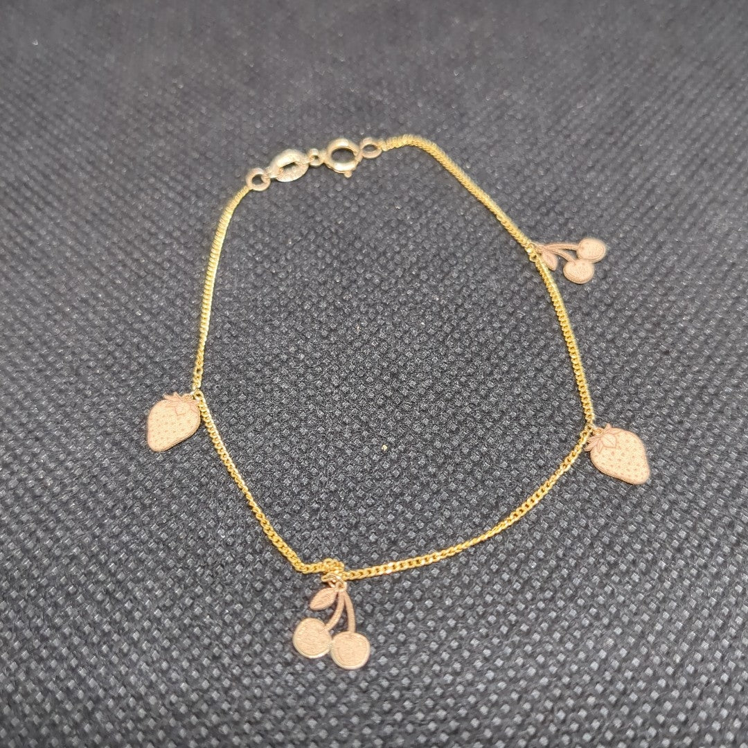 PULSERAS TEJIDO ESPECIAL C/DIJE ORO 10K 18 CM 1.3 GR (NUEVO)