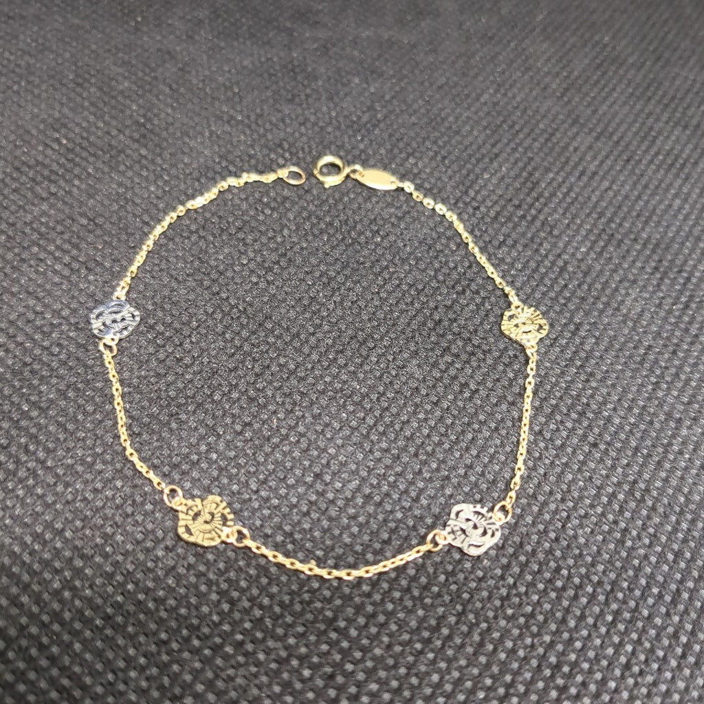 PULSERAS TEJIDO ESPECIAL C/DIJE ORO 10K 18 CM 1.1 GR (NUEVO)