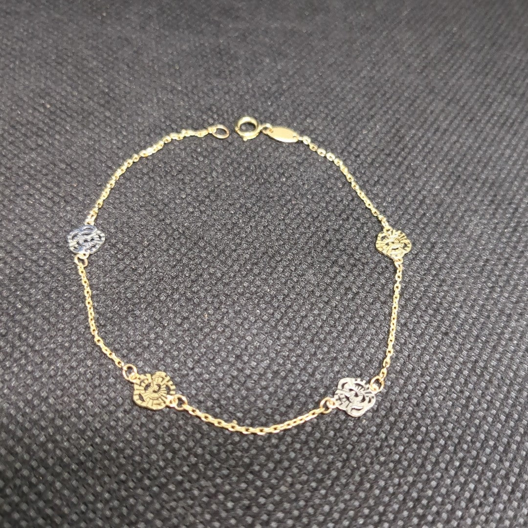 PULSERAS TEJIDO ESPECIAL C/DIJE ORO 10K 18 CM 1.1 GR (NUEVO)