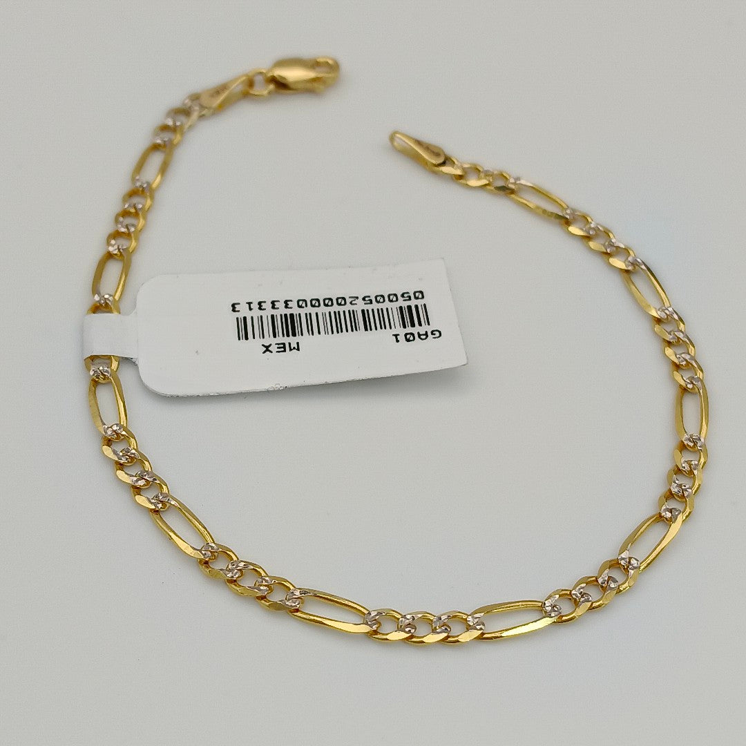 PULSERAS 3X1 DIAMANTADA ORO 14K 18 CM 3 GR (NUEVO)