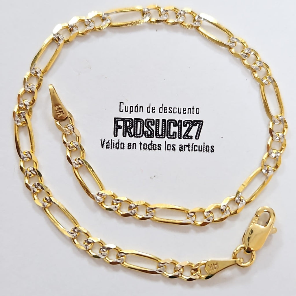 PULSERAS 3X1 DIAMANTADA ORO 14K 18 CM 3 GR (NUEVO)