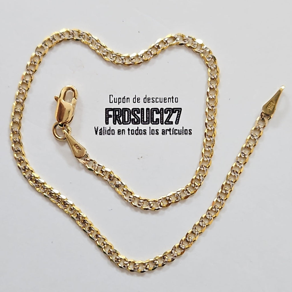 PULSERAS BARBADA DIAMANTADA ORO 14K 18 CM 2.4 GR (NUEVO)