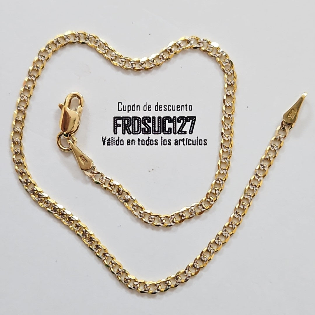 PULSERAS BARBADA DIAMANTADA ORO 14K 18 CM 2.4 GR (NUEVO)