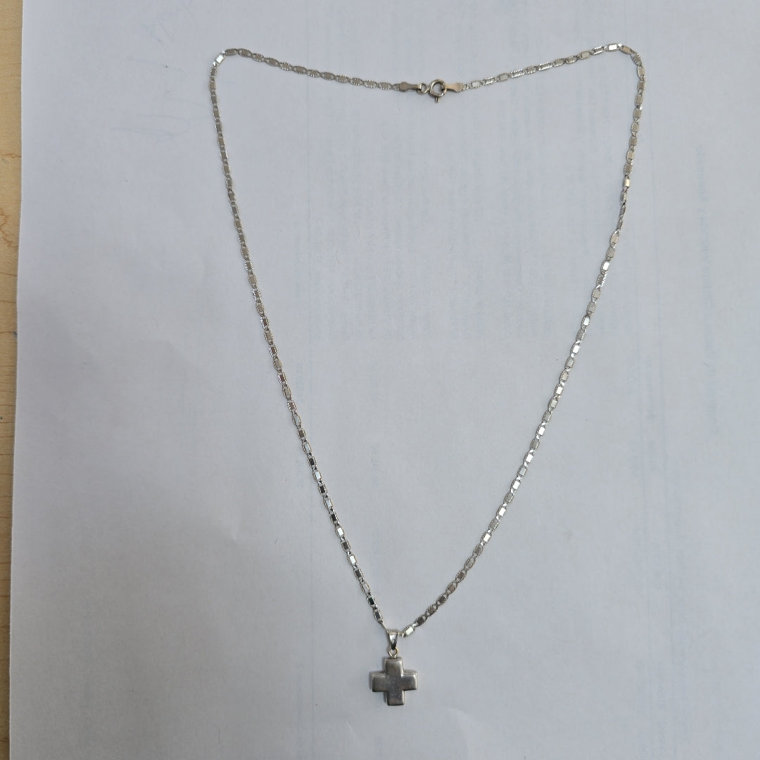 CADENA, CRUZ ORO BLANCO 14 K 3.4 GRMS (SEMINUEVO)