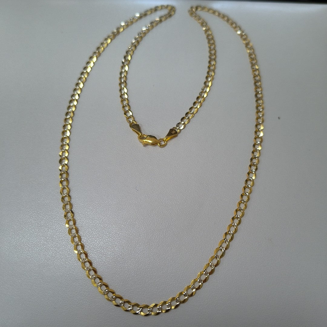 CADENAS BARBADA DIAMANTADA ORO 14K 60 CM 9.5 GR (NUEVO)