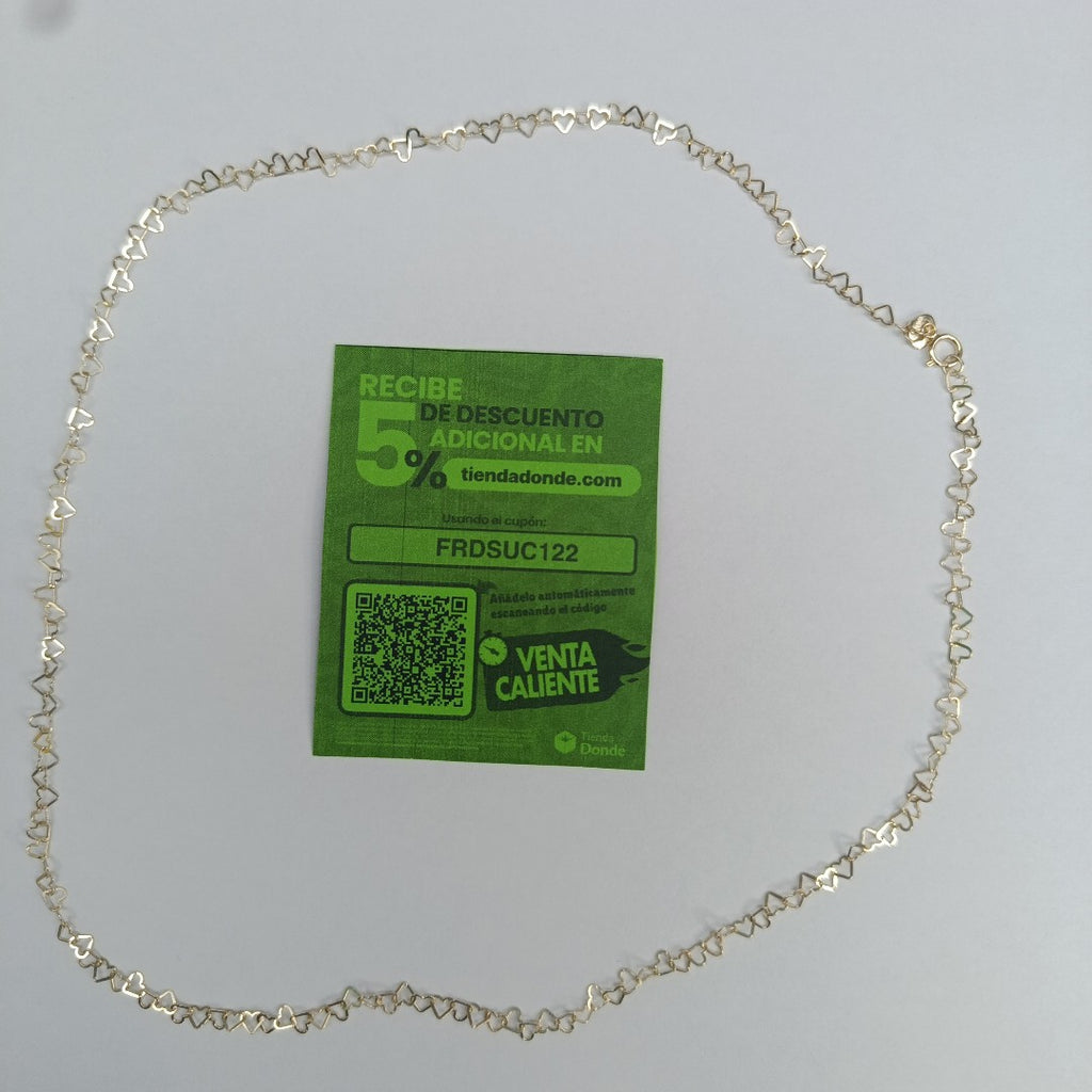 CADENAS TEJIDO CORAZONES ORO 10K 50 CM 2.4 GR (NUEVO)