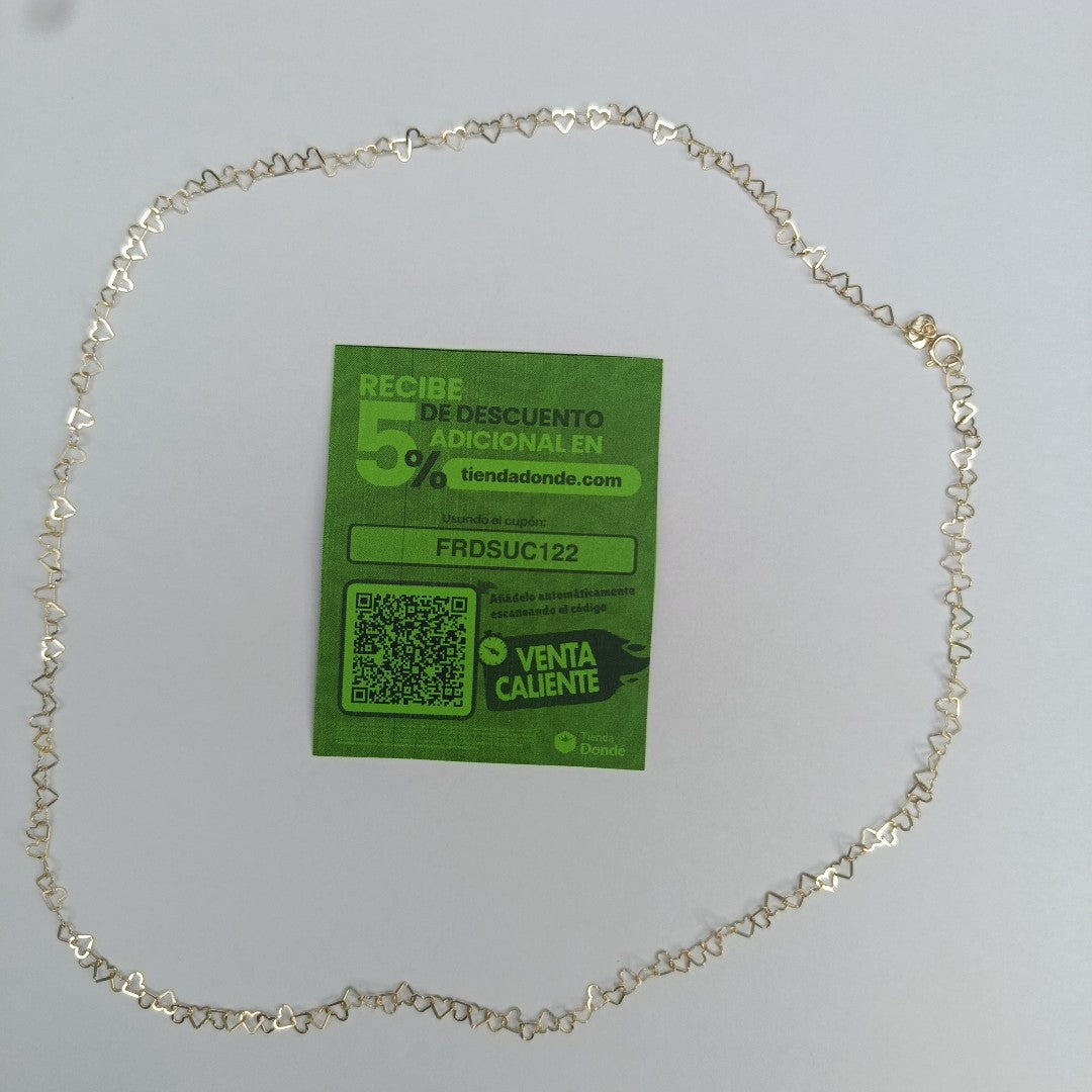 CADENAS TEJIDO CORAZONES ORO 10K 50 CM 2.4 GR (NUEVO)