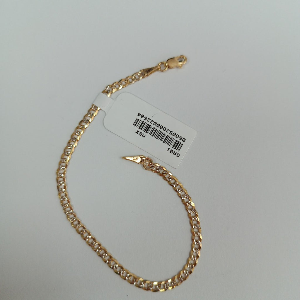 PULSERAS TEJIDO BARBADA DIAMANTADA ORO 14K 18 CM 3.2 GR (NUEVO)