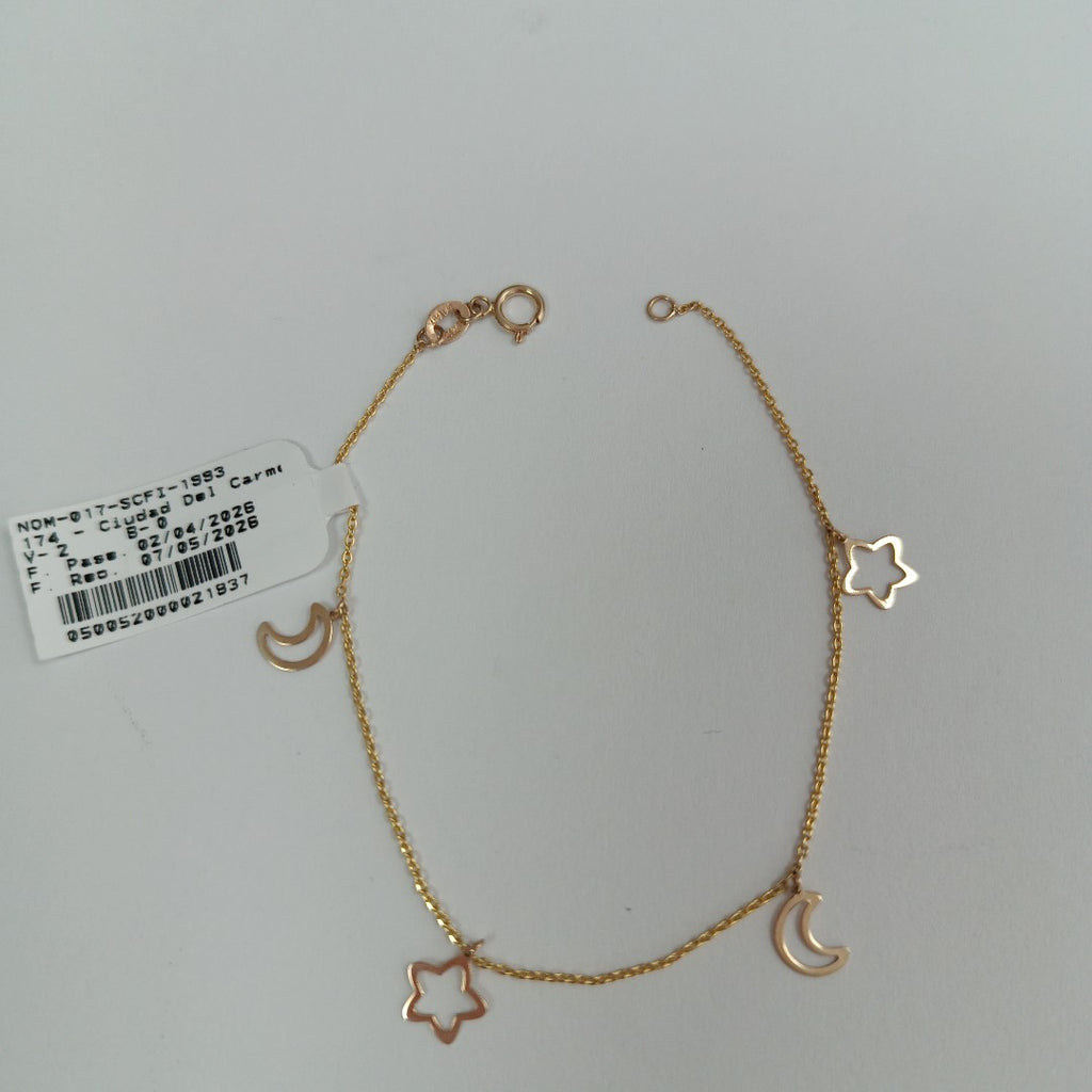 PULSERAS TEJIDO ESPECIAL C/DIJE ORO 10K 18 CM 0.9 GR (NUEVO)