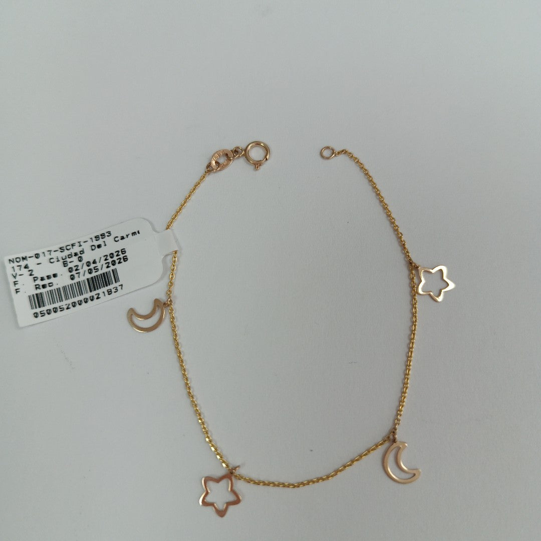 PULSERAS TEJIDO ESPECIAL C/DIJE ORO 10K 18 CM 0.9 GR (NUEVO)