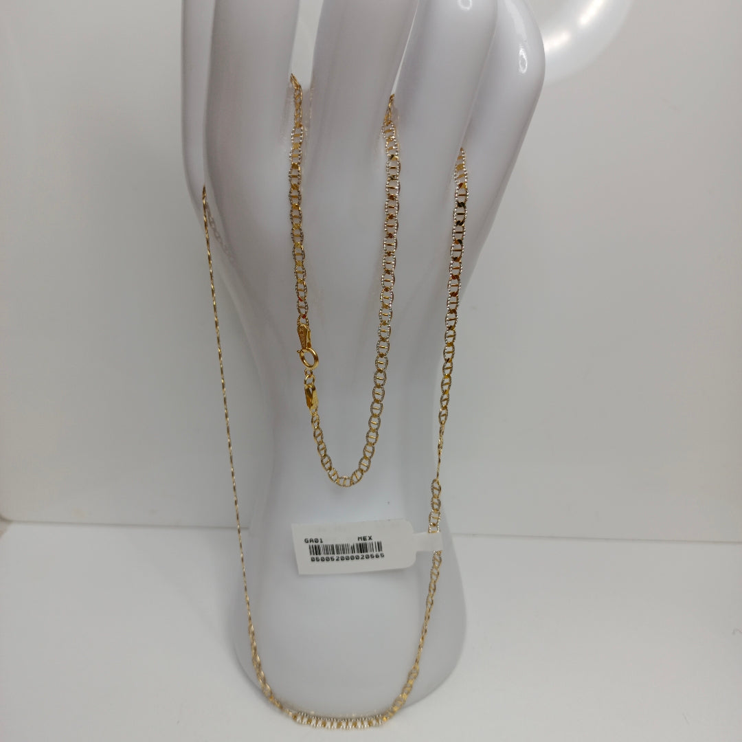 CADENAS TEJIDO GUCHI DIAMANTADO ORO 10K 55 CM 4 GR (NUEVO)