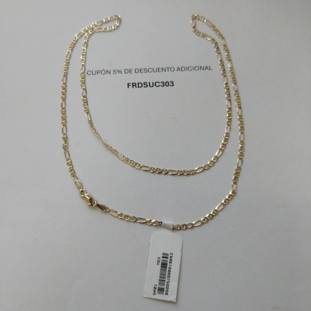 CADENAS TEJIDO FIGARO GUCHI ORO 10K 55 CM 4.9 GR (NUEVO)