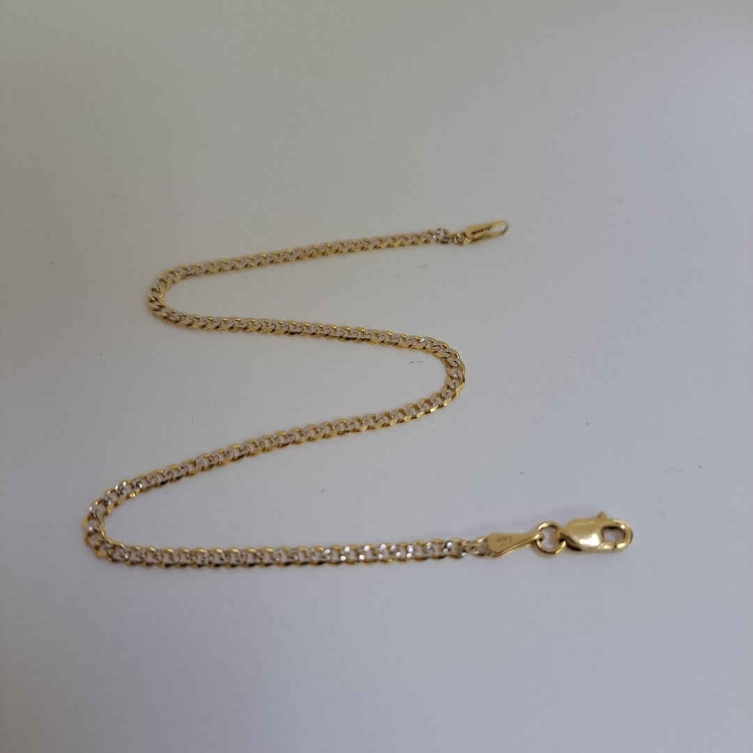 PULSERAS BARBADA DIAMANTADA ORO 14K 18 CM 2.4 GR (NUEVO)