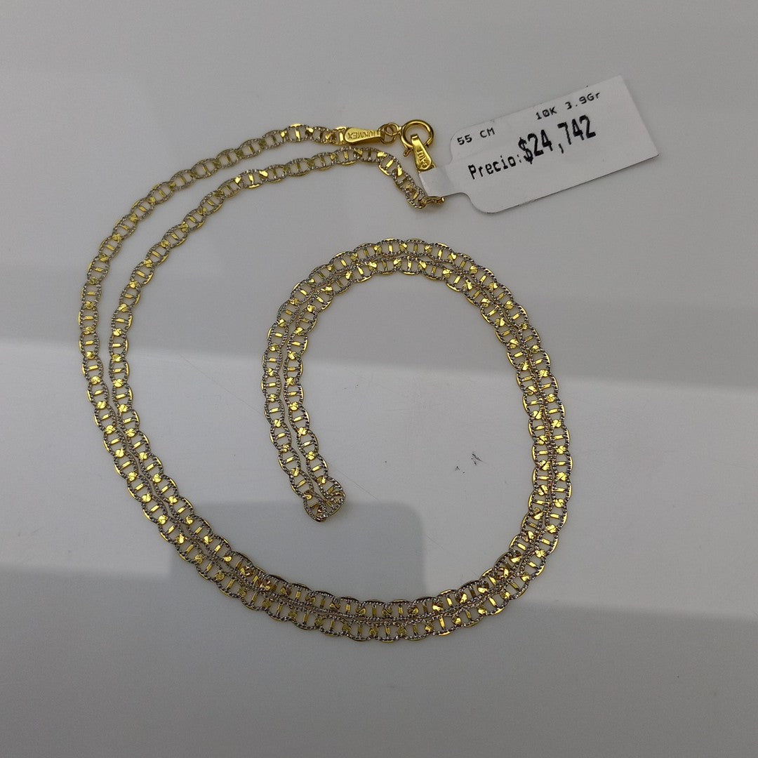 CADENAS TEJIDO GUCHI DIAMANTADO ORO 10K 55 CM 3.9 GR (NUEVO)
