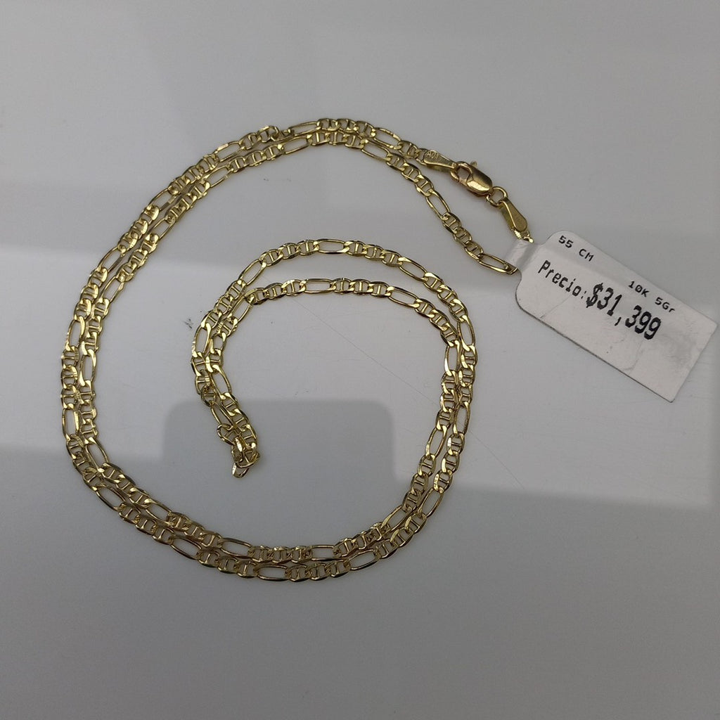 CADENAS TEJIDO FIGARO GUCHI ORO 10K 55 CM 5 GR (NUEVO)