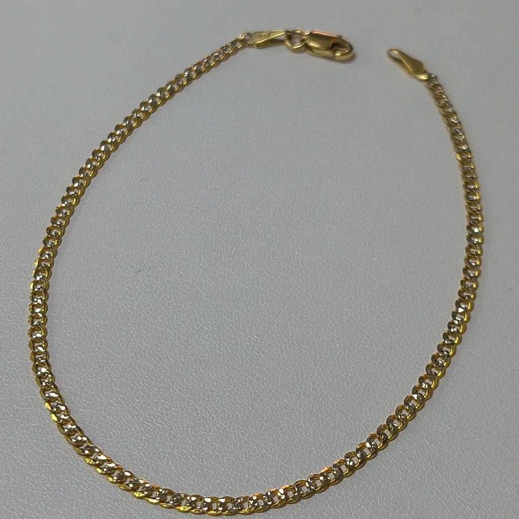 PULSERAS BARBADA DIAMANTADA ORO 14K 18 CM 2.4 GR (NUEVO)