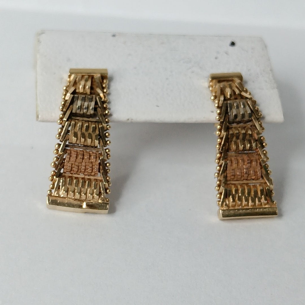 ARETES PAR ORO,ORO COMBINADO 14 K 3,50 GRMS (SEMINUEVO)