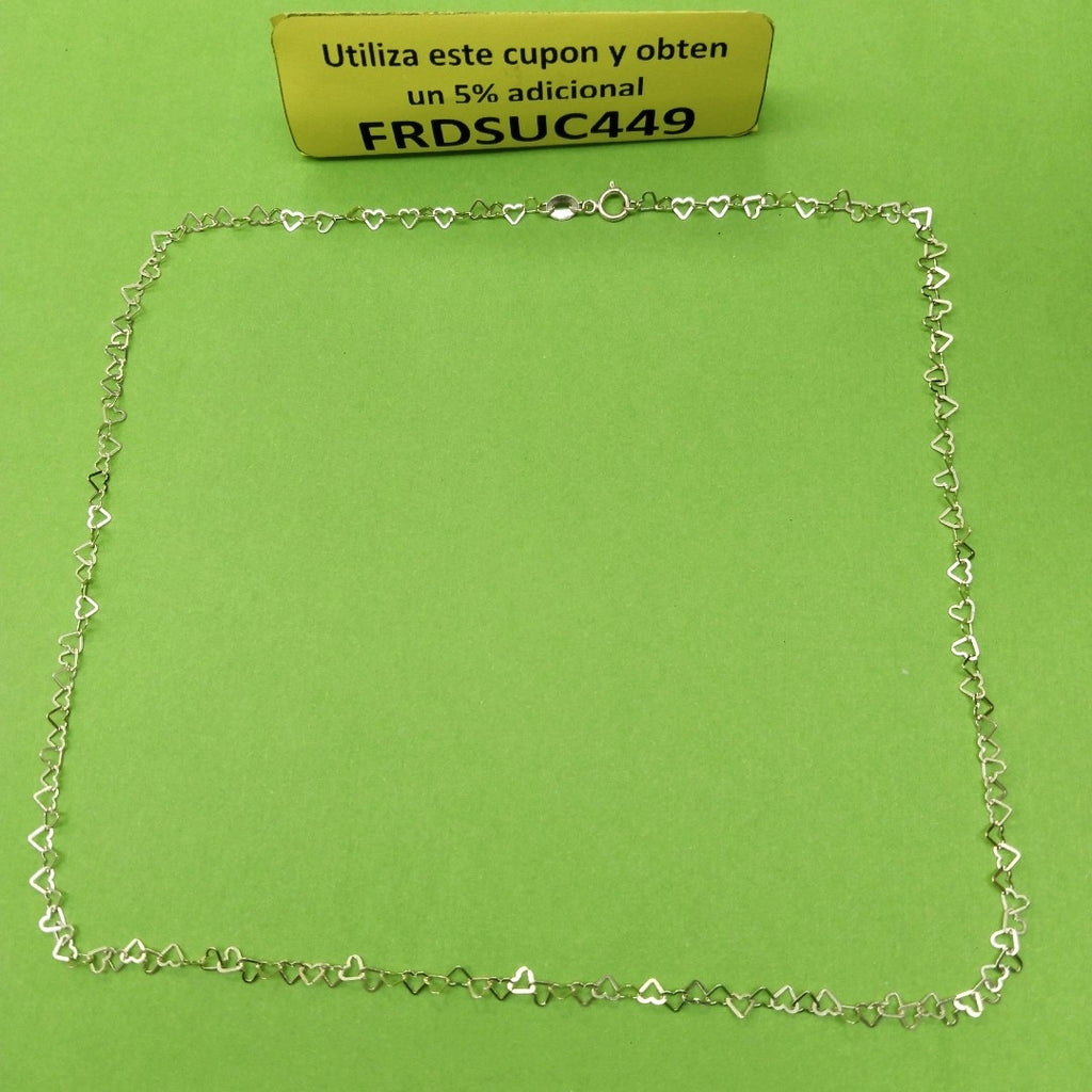 CADENAS TEJIDO CORAZONES ORO 10K 50 CM 2.5 GR (NUEVO)