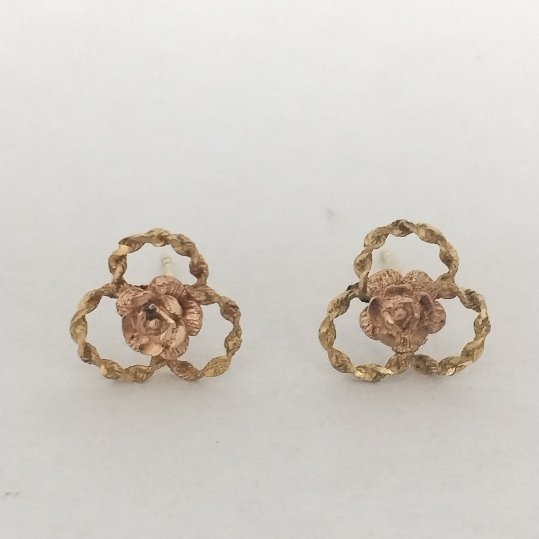 ARETES PAR ORO, ORO COMBINADO 14 K 1.4 GRMS (SEMINUEVO)