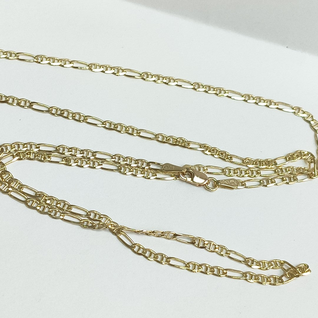 CADENAS TEJIDO FIGARO GUCHI ORO 10K 60 CM 5.2 GR (NUEVO)