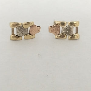 ARETES PAR ORO, ORO COMBINADO 14 K 1.5 GRMS (SEMINUEVO)