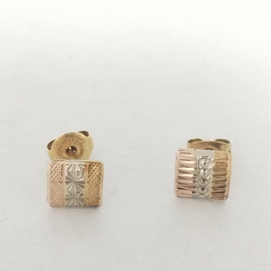 ARETES PAR ORO, ORO COMBINADO 14 K 1.4 GRMS (SEMINUEVO)