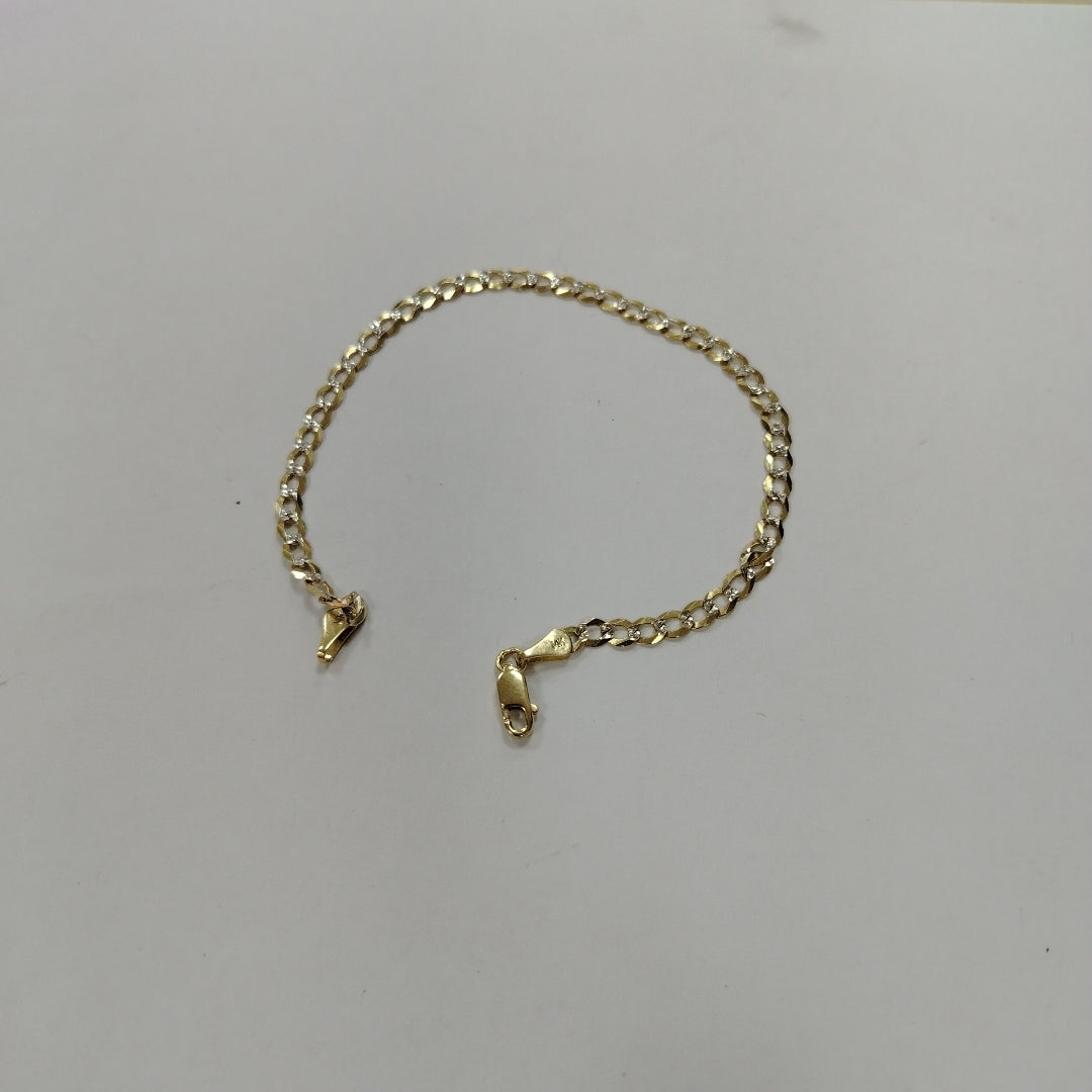PULSERAS BARBADA DIAMANTADA ORO 14K 21 CM 3.6 GR (NUEVO)