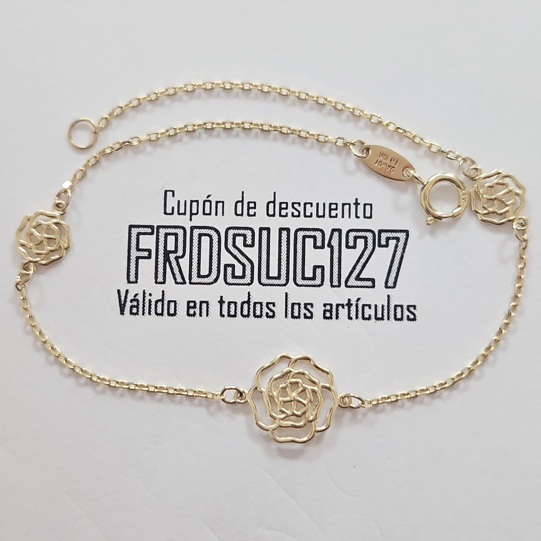 PULSERAS TEJIDO ESPECIAL C/DIJE ORO 10K 18 CM 1 GR (NUEVO)