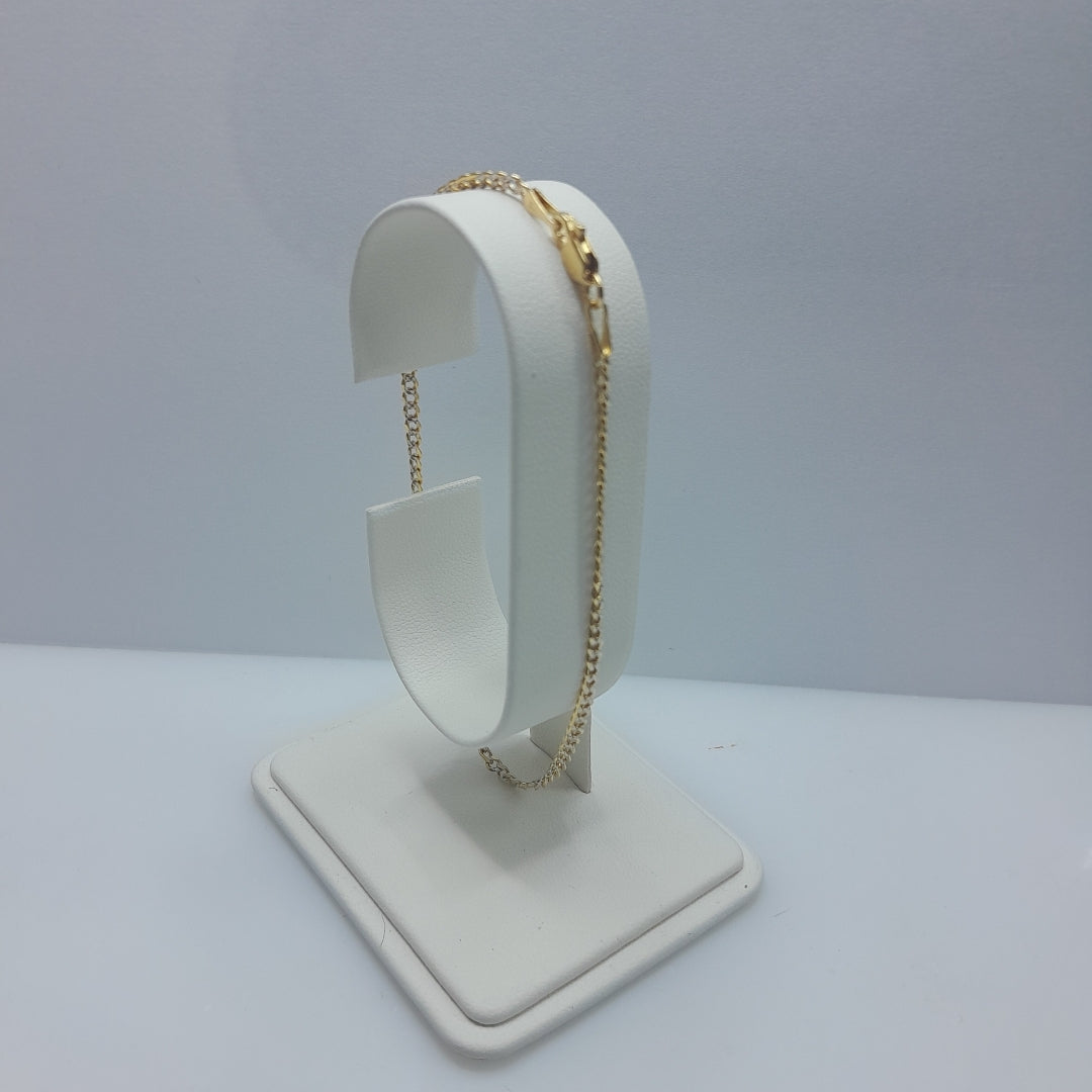 PULSERAS BARBADA DIAMANTADA ORO 14K 18 CM 2.4 GR (NUEVO)
