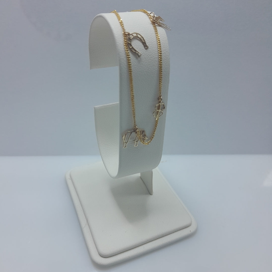 PULSERAS TEJIDO ESPECIAL C/DIJE ORO 10K 18 CM 0.9 GR (NUEVO)