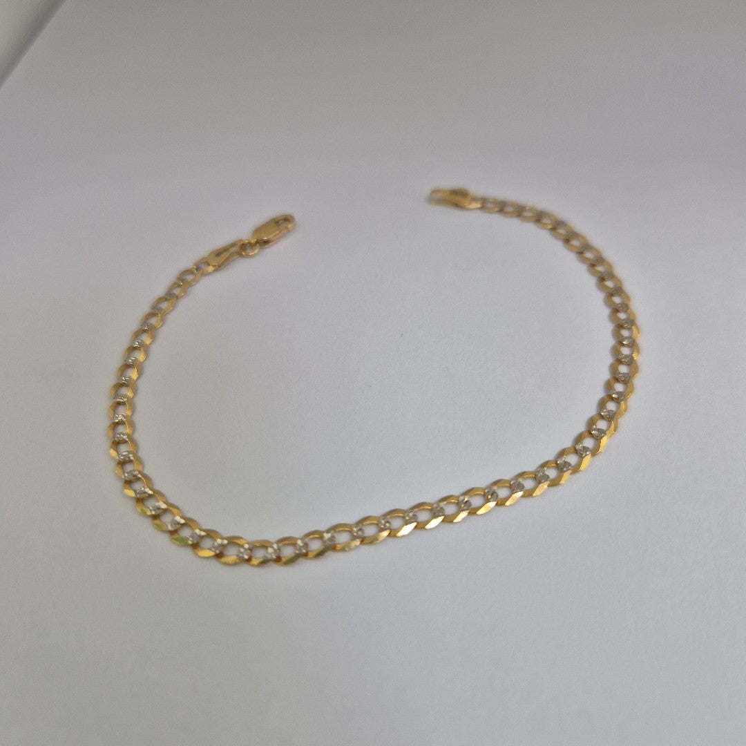 PULSERAS BARBADA DIAMANTADA ORO 14K 21 CM 3.6 GR (NUEVO)