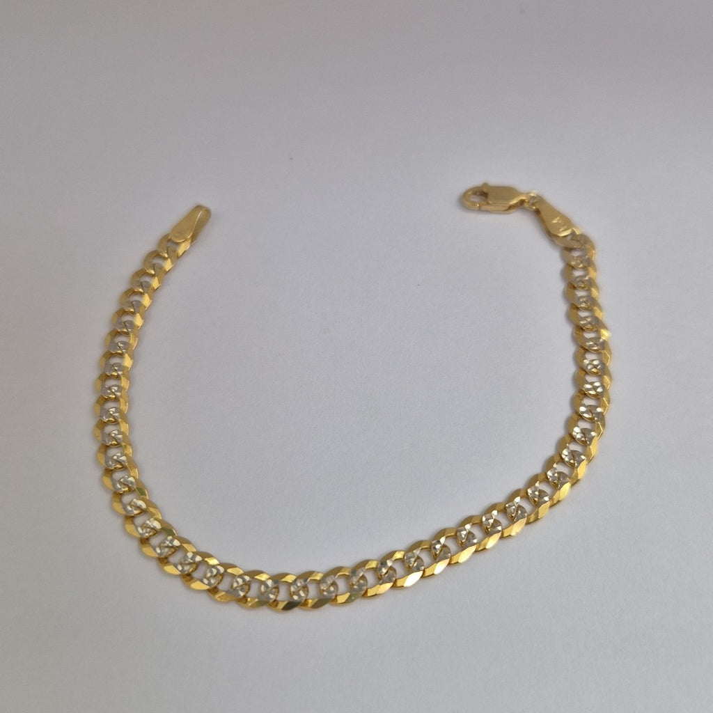 PULSERAS TEJIDO BARBADA DIAMANTADA ORO 14K 18 CM 6.7 GR (NUEVO)