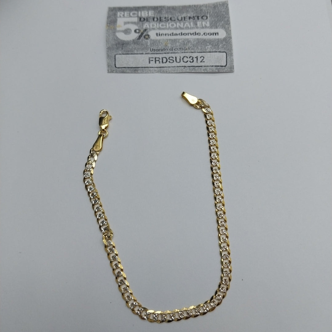 PULSERAS TEJIDO BARBADA DIAMANTADA ORO 14K 21 CM 5 GR (NUEVO)