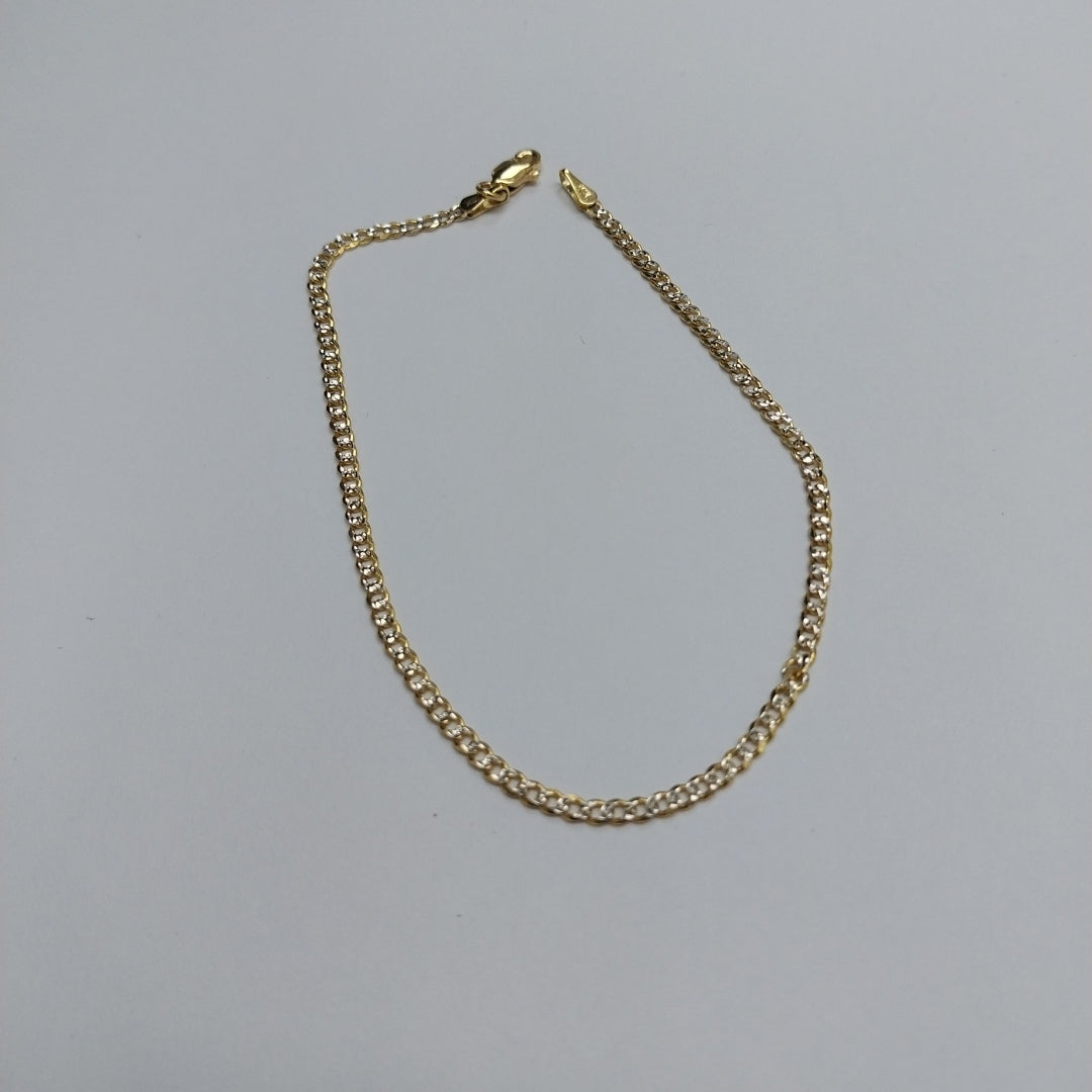 PULSERAS BARBADA DIAMANTADA ORO 14K 18 CM 2.4 GR (NUEVO)