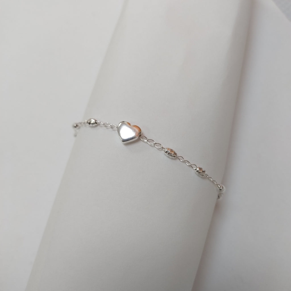 PULSERA TEJIDO CORAZON PLATA .925 18 CM 3.3 GR (NUEVO)