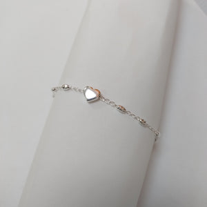 PULSERA TEJIDO CORAZON PLATA .925 18 CM 3.3 GR (NUEVO)