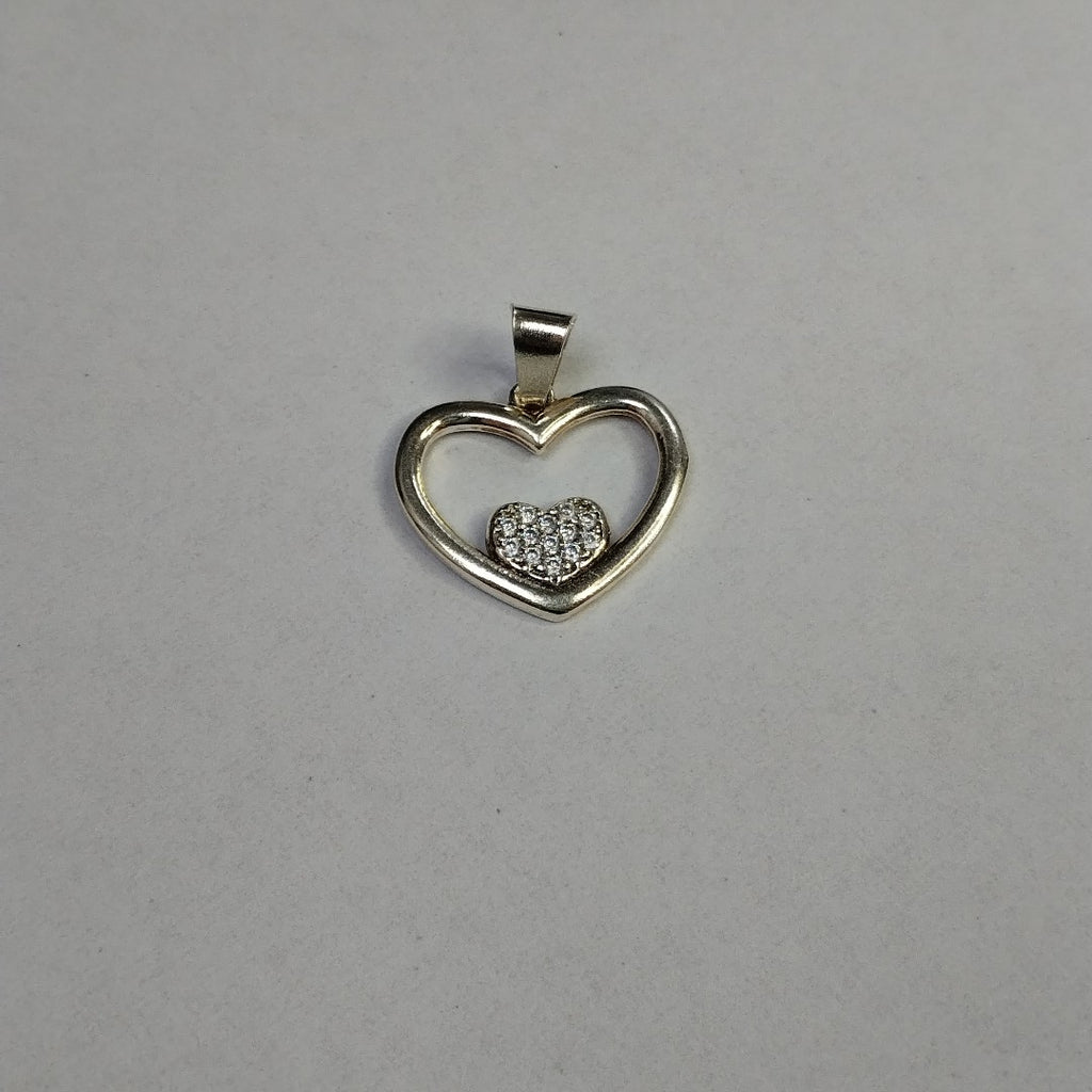 DIJE CORAZON C/CIRCONIAS PLATA .925 2.6 GR (NUEVO)