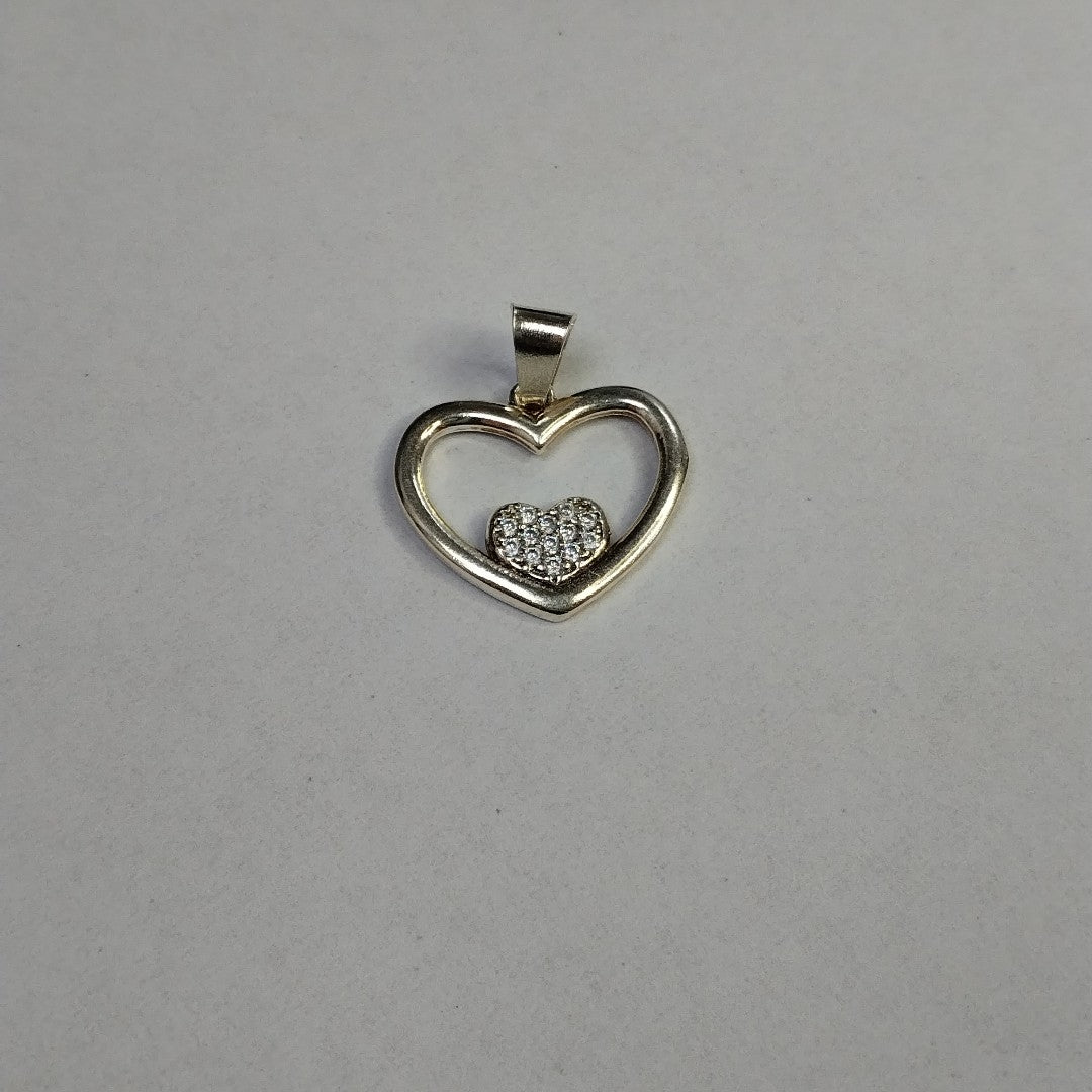 DIJE CORAZON C/CIRCONIAS PLATA .925 2.6 GR (NUEVO)