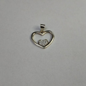 DIJE CORAZON C/CIRCONIAS PLATA .925 2.6 GR (NUEVO)