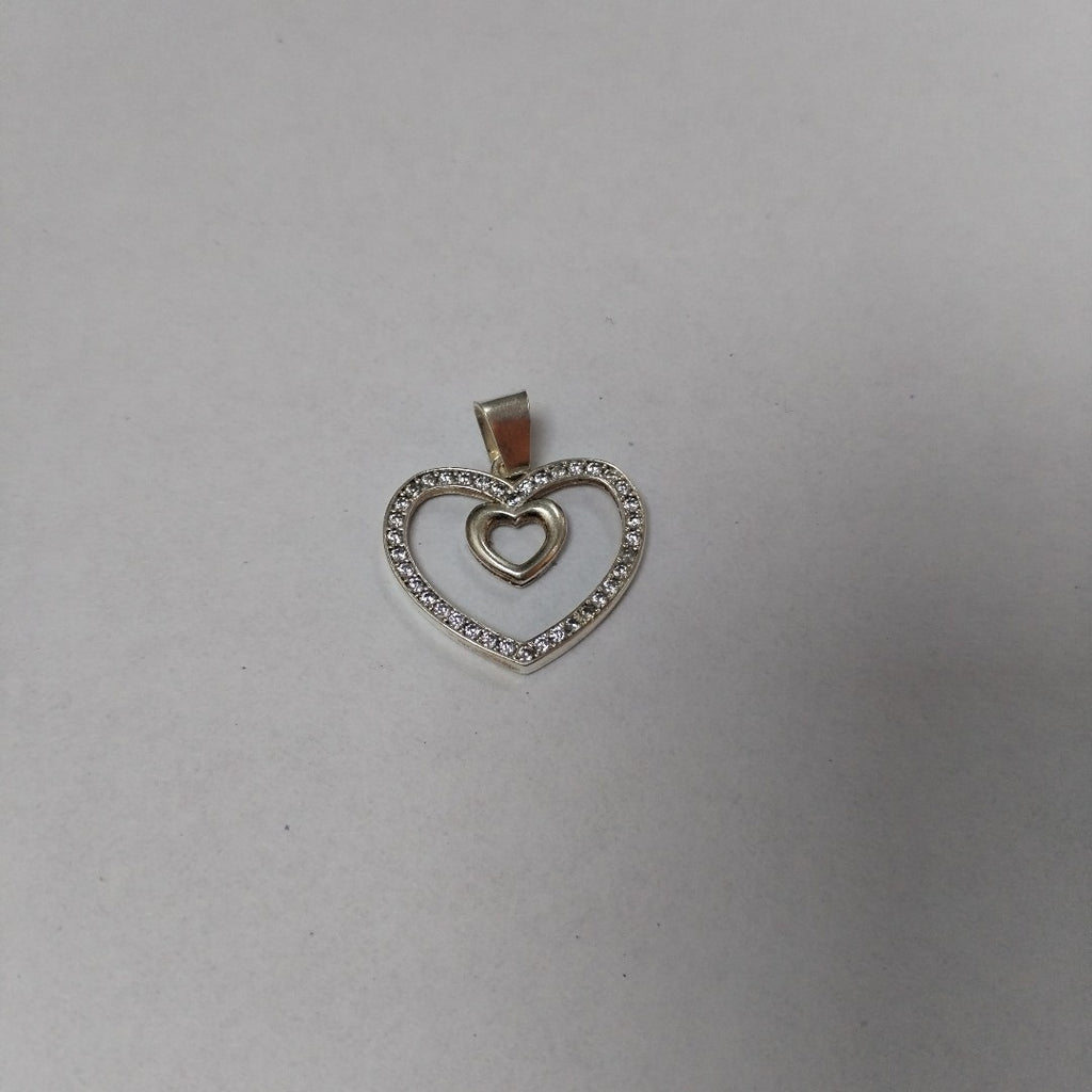 DIJE CORAZON C/CIRCONIAS PLATA .925 2.7 GR (NUEVO)