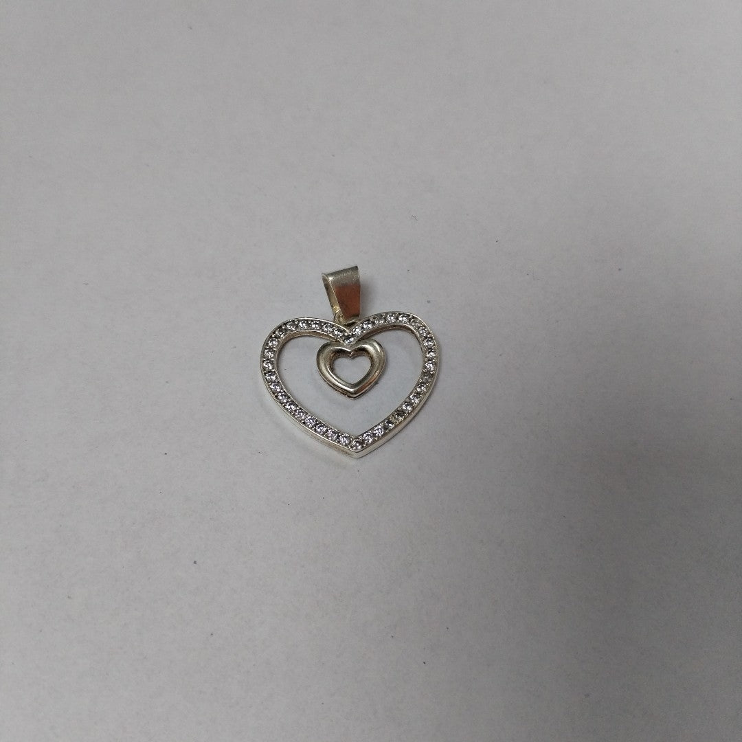 DIJE CORAZON C/CIRCONIAS PLATA .925 2.7 GR (NUEVO)