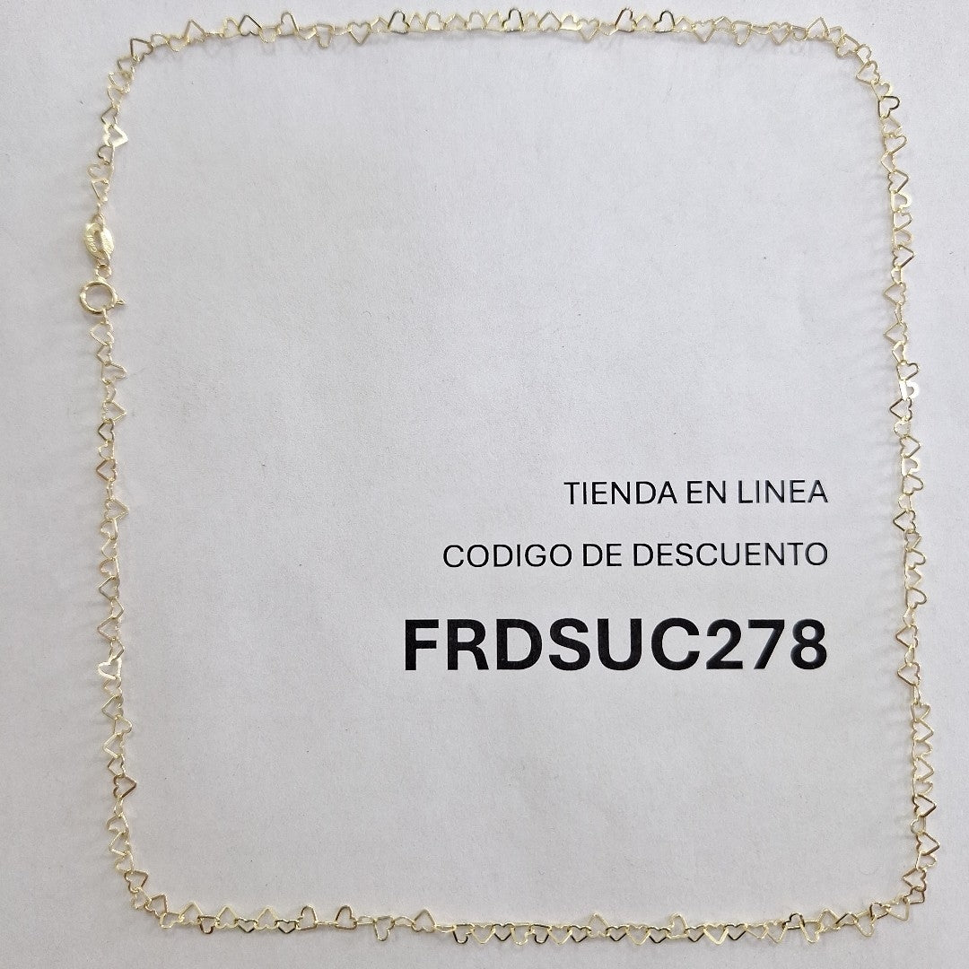 CADENAS TEJIDO CORAZONES ORO 10K 50 CM 2.5 GR (NUEVO)