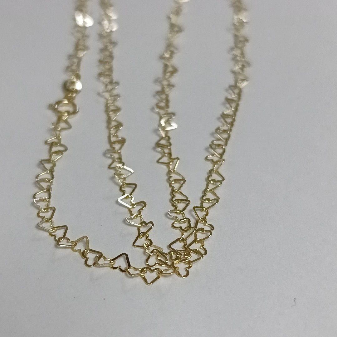 CADENAS TEJIDO CORAZONES ORO 10K 55 CM 2.7 GR (NUEVO)