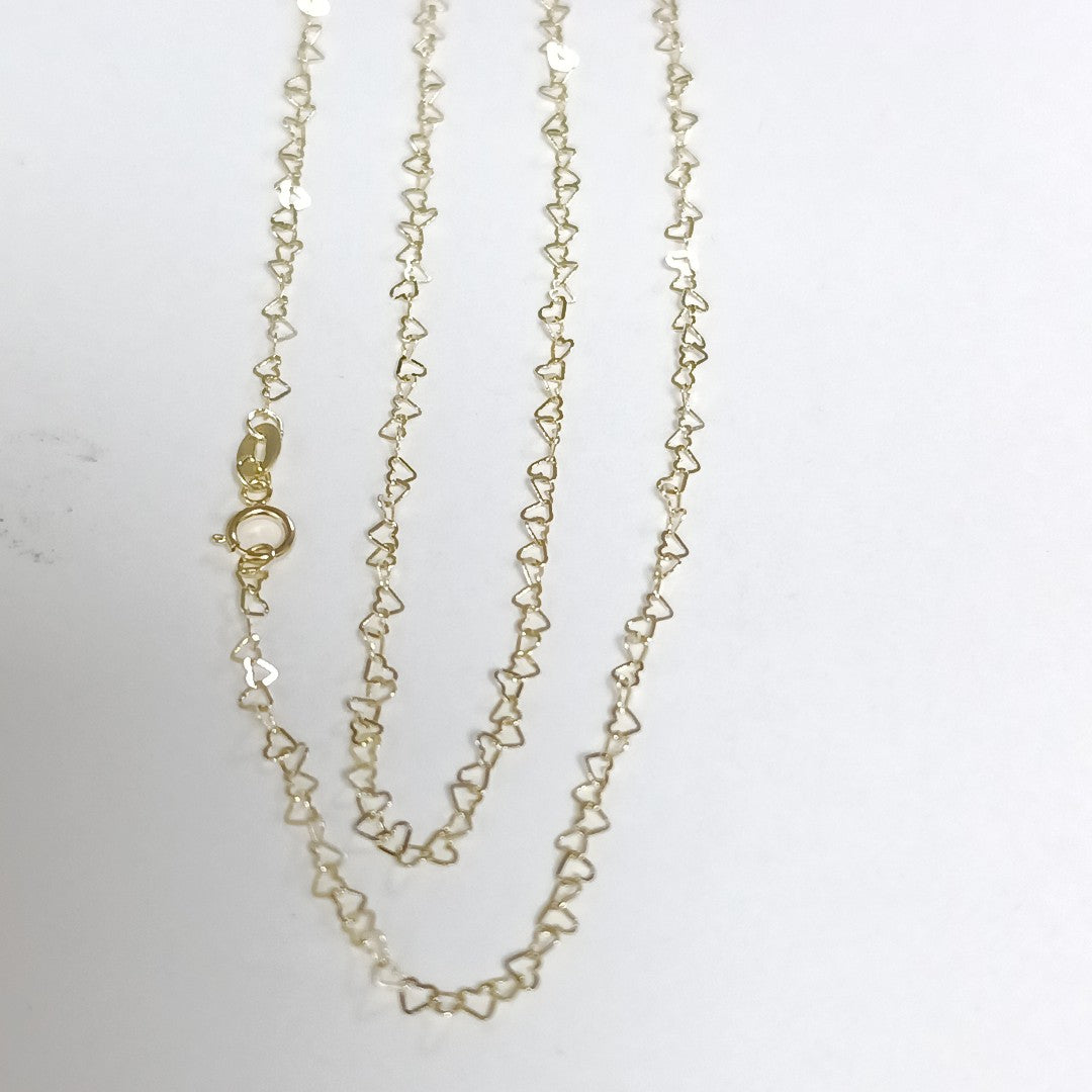 CADENAS TEJIDO CORAZONES ORO 10K 50 CM 1.4 GR (NUEVO)